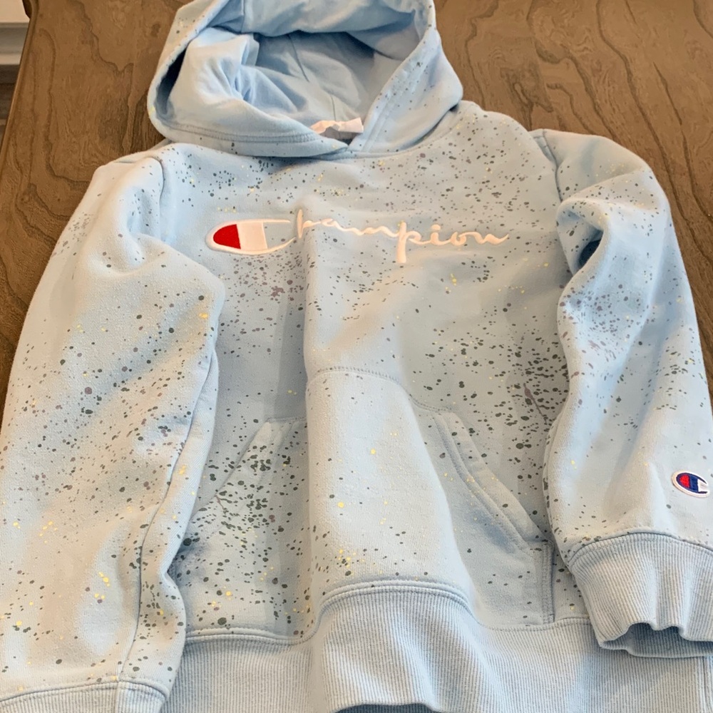 Champion Kids Sky Blue Hoodie with Speckled Design